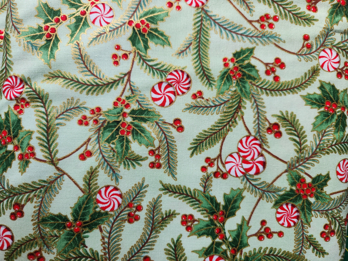 Christmas fabric - Flourish Peppermint Twist in Sage