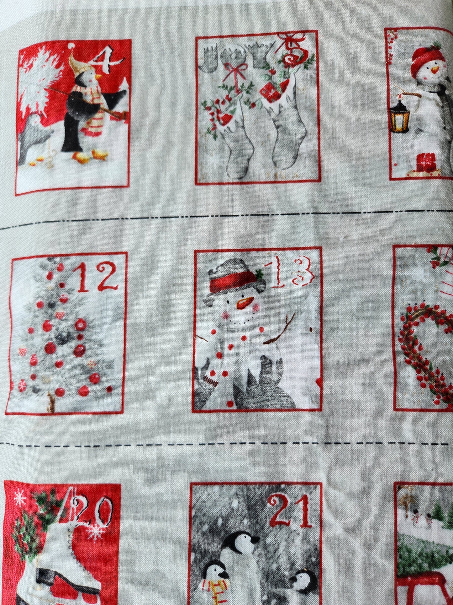 Christmas fabric - Lent Calendar with snowmen