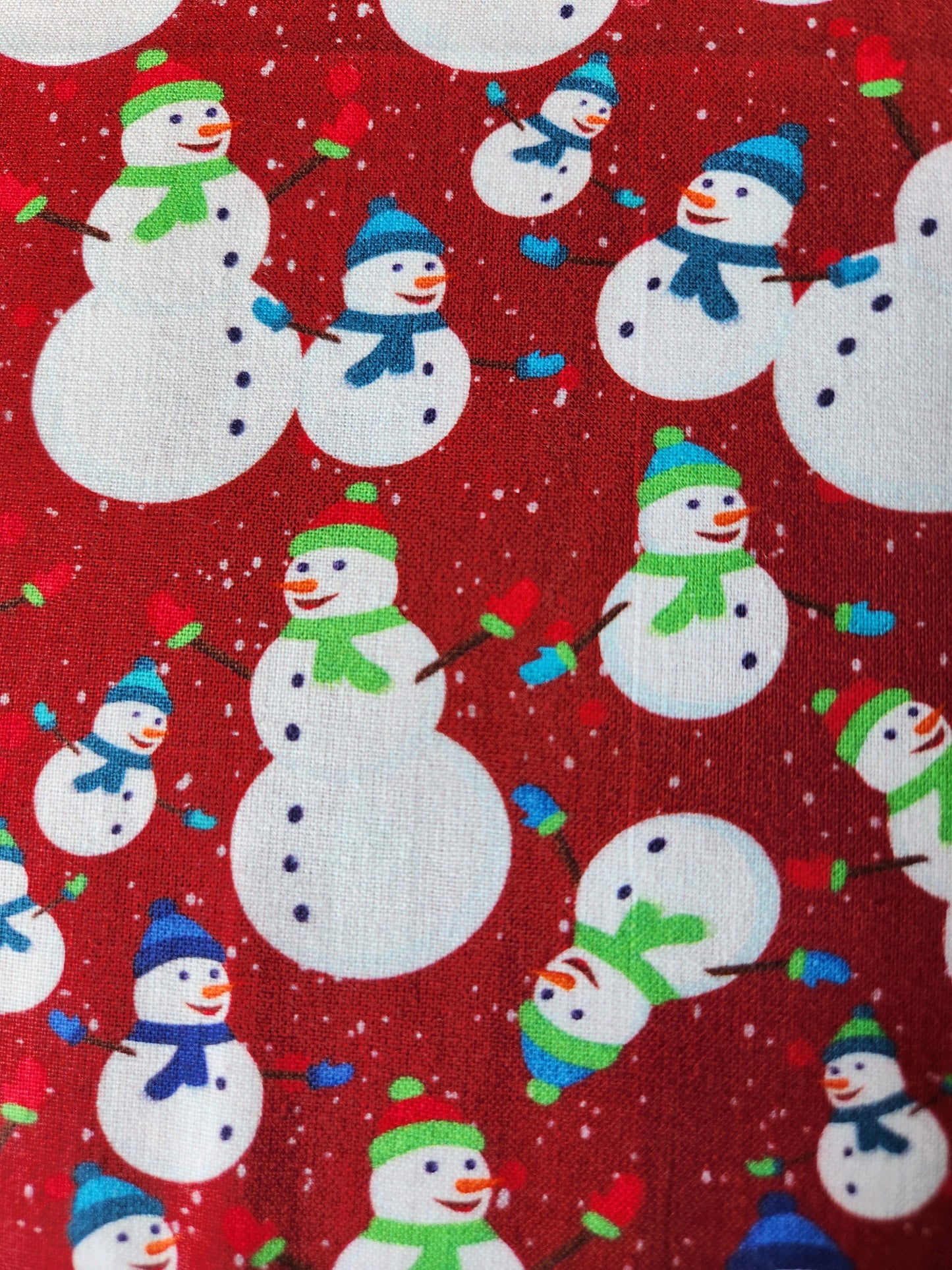 Christmas fabric - Red Snowman fabric