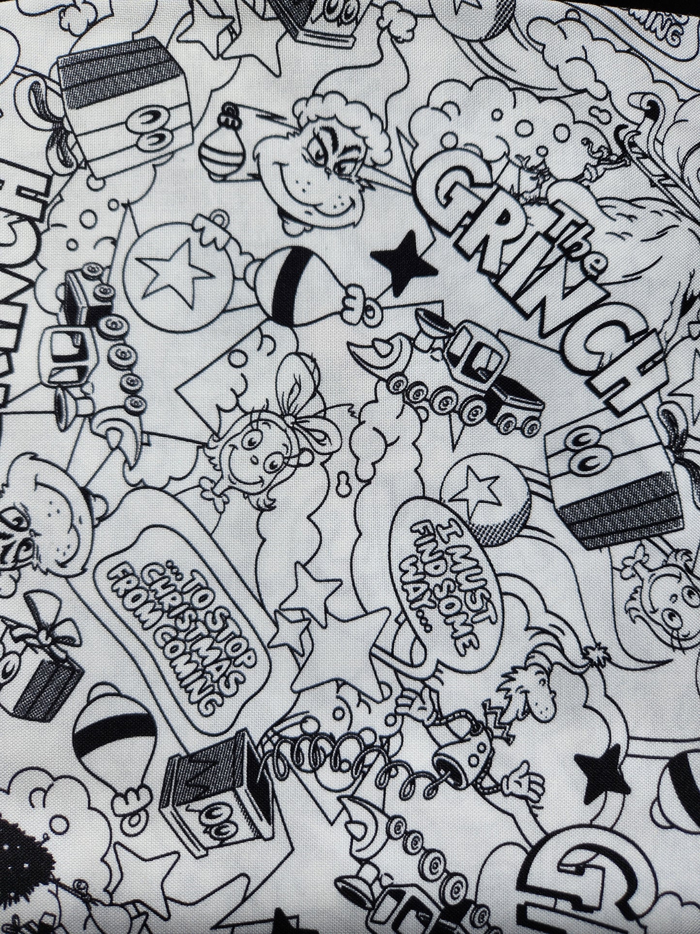 Christmas fabric - How the Grinch Stole Christmas black and white
