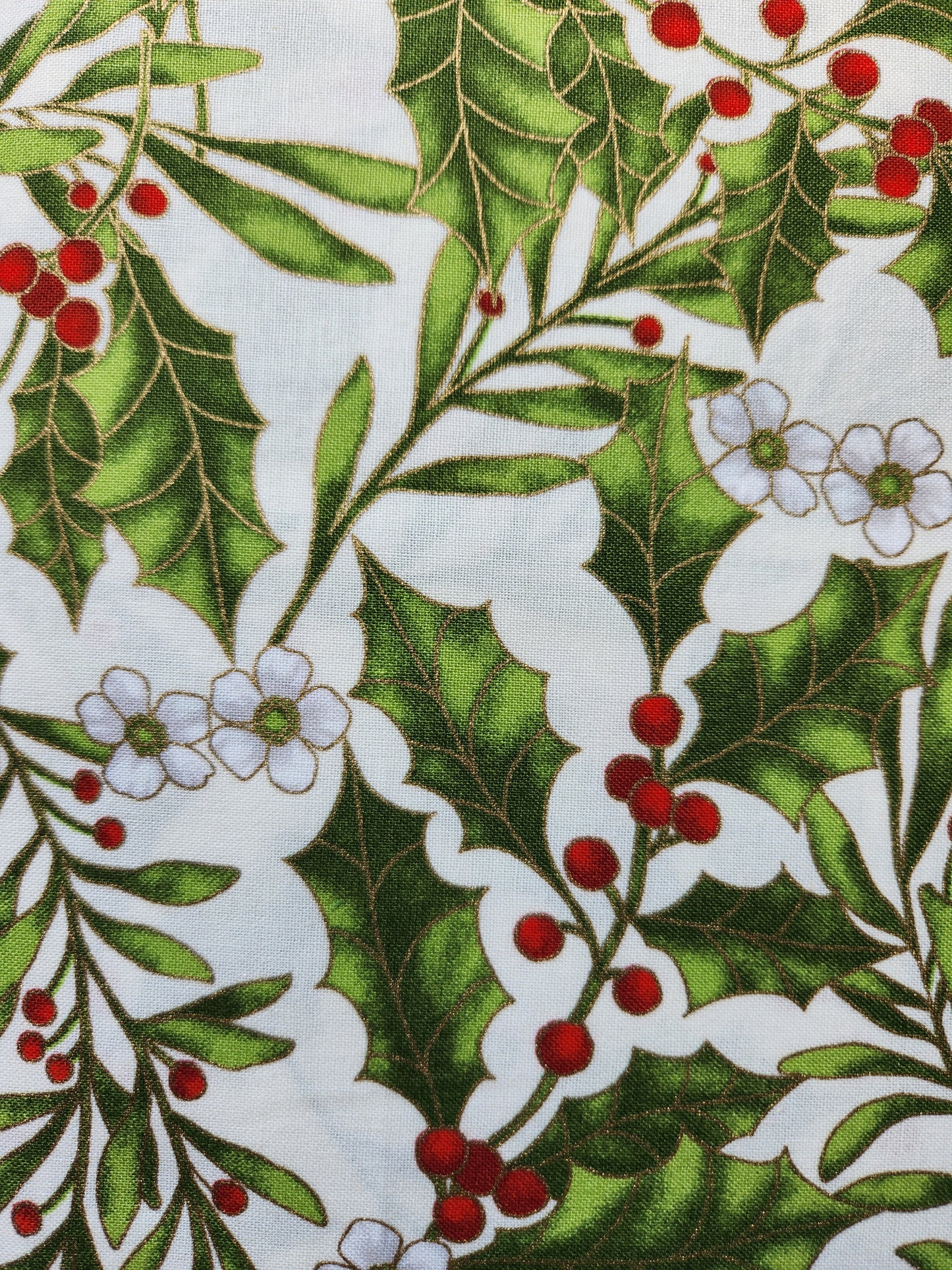 Christmas fabric holly and berries