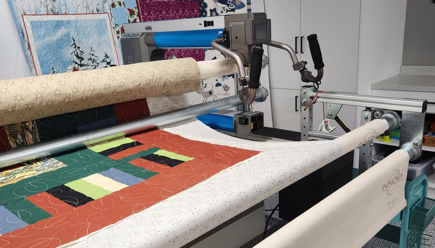 Computerized edge to edge quilting service 4 cents per sq. Inch. All leaf simple pebbles panto summer buzz daisy big boy toys