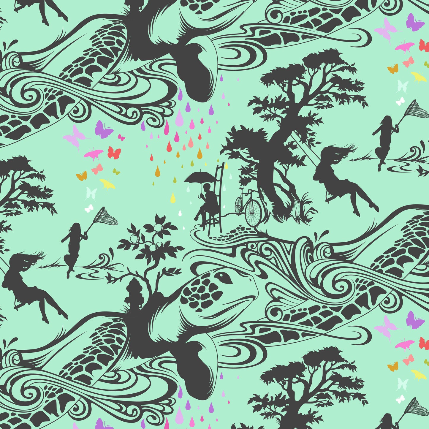 Sweetmint Turtle Bay - Prince Charming Deja Vu Collection from Tula Pink for .5m