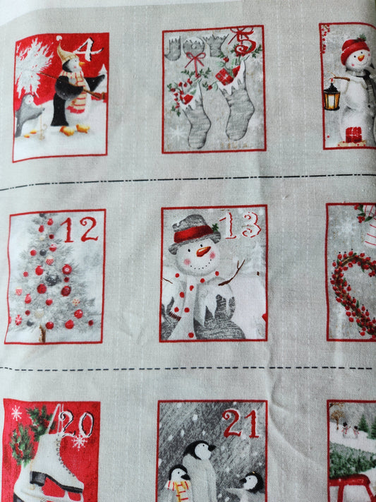 Christmas fabric - Lent Calendar with snowmen