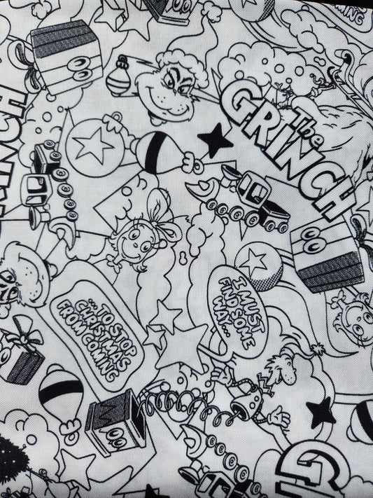 Christmas fabric - How the Grinch Stole Christmas black and white