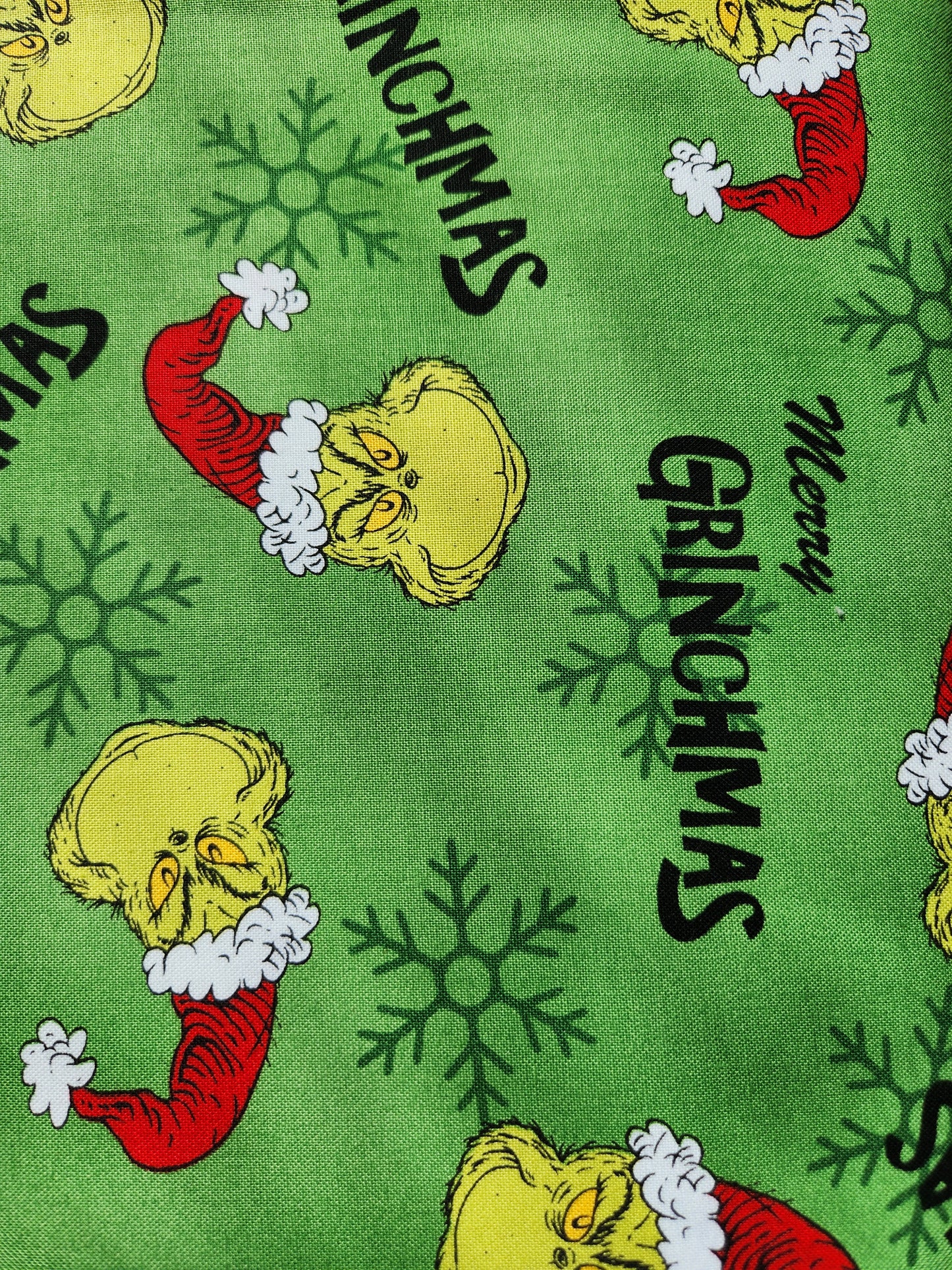 Christmas fabric - How the Grinch Stole Christmas Green background