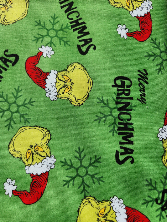 Christmas fabric - How the Grinch Stole Christmas Green background