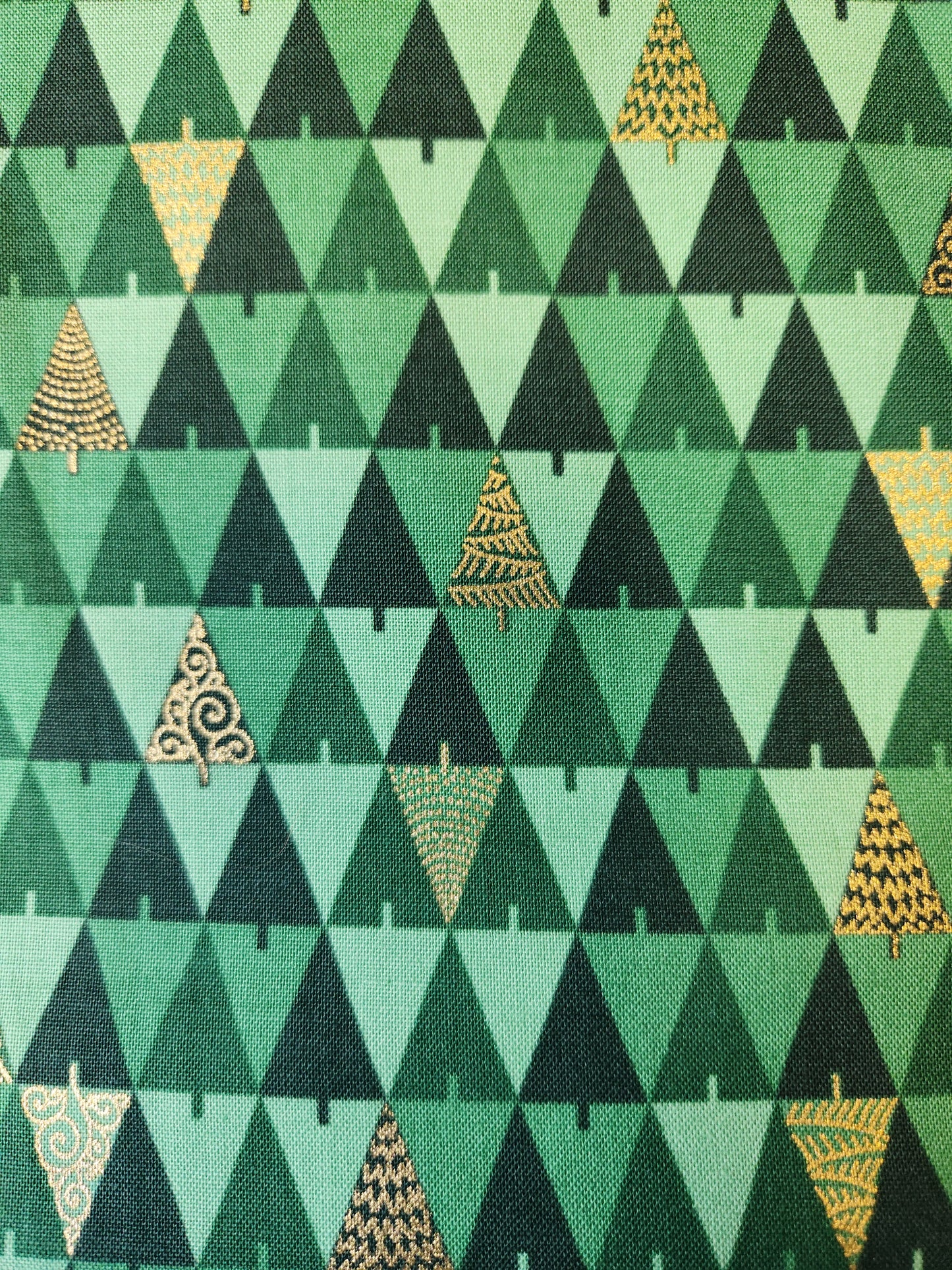 christmas fabric green and gold