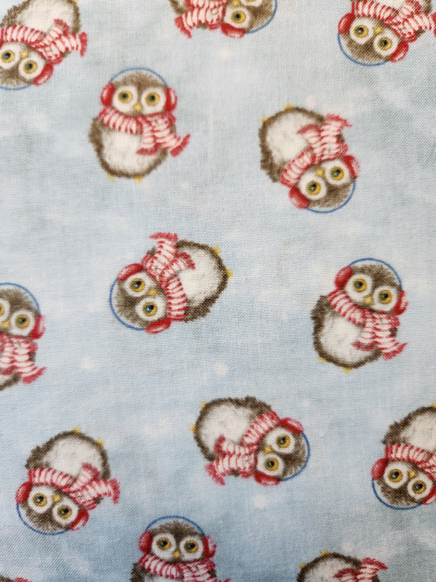 Henry Glass Magical Menagerie tossed owls wearing red scarves