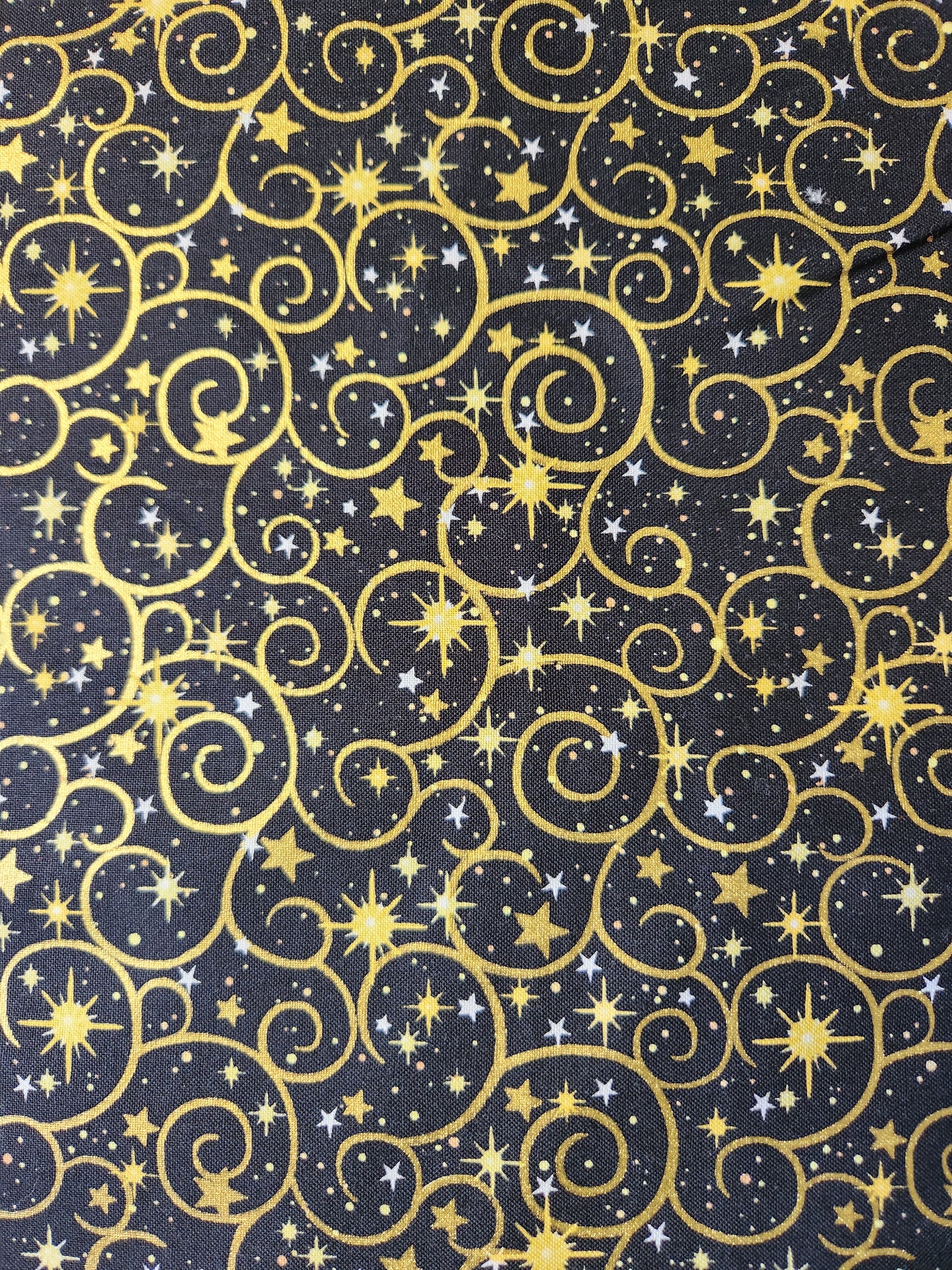 christmas fabric black and gold