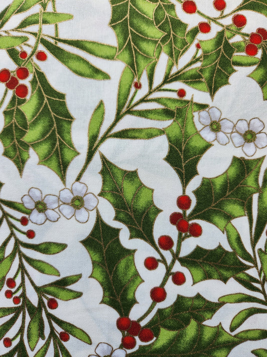 Christmas fabric holly and berries