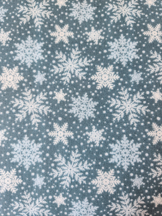 Henry Glass Magical Menagerie tossed snowflakes in teal blue, blue and cream