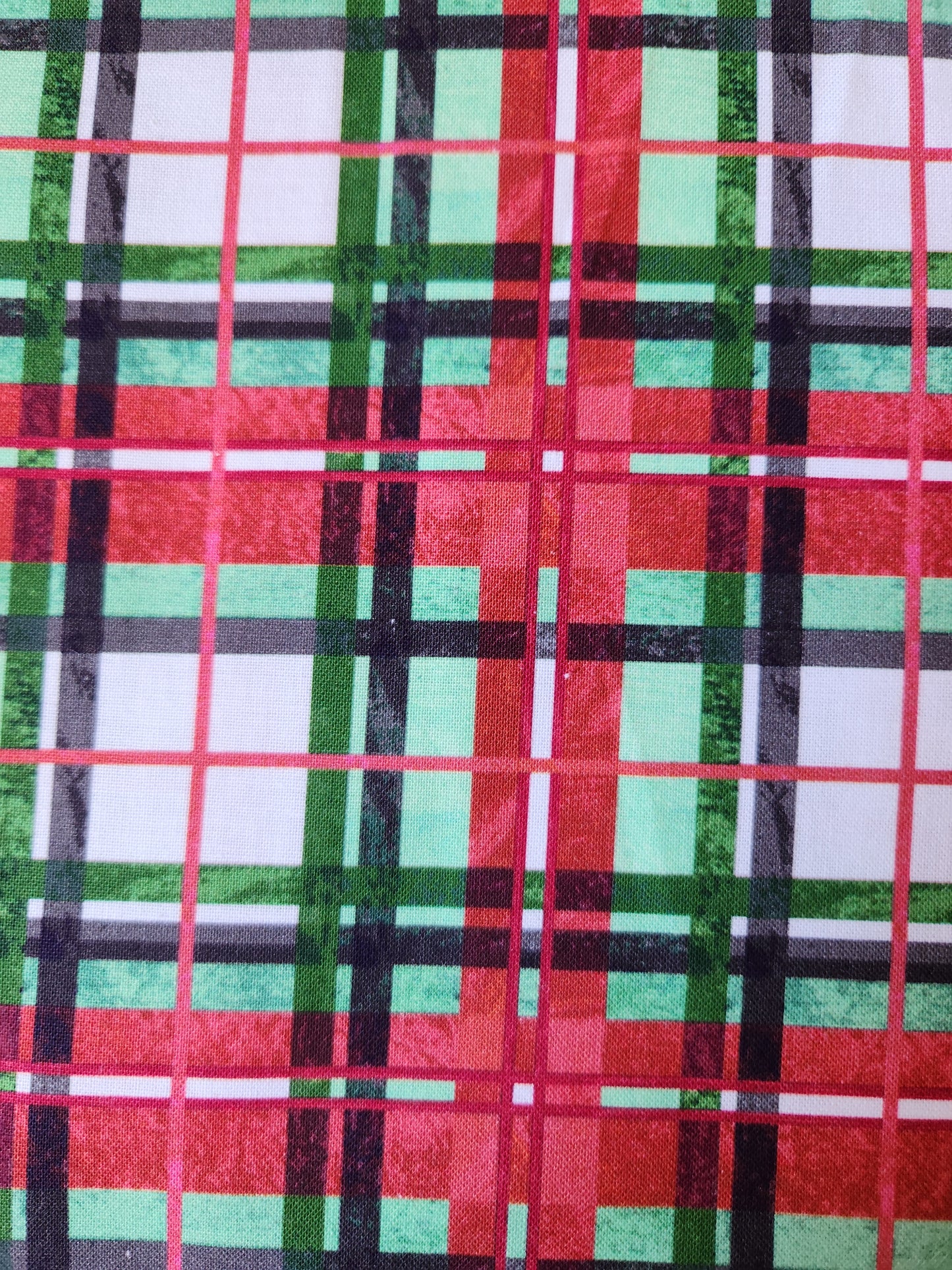 Christmas fabric.  Red, green and white christmas plaid