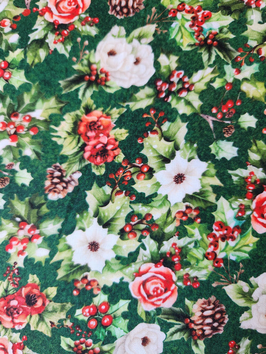 Christmas fabric - Flurry Friends, SRKD-23140-240 holly