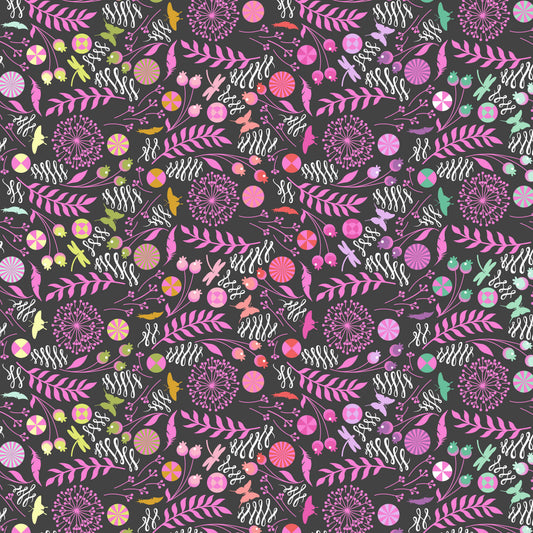 Licorice Dandelion- Prince Charming Deja Vu Collection from Tula Pink for .5m