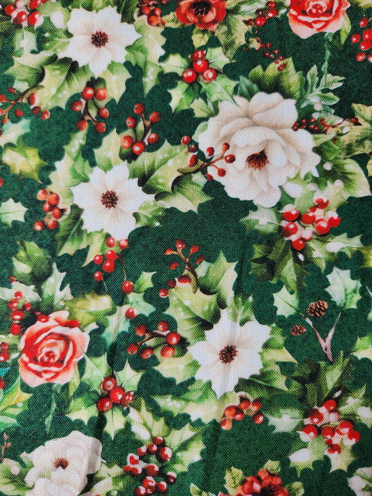 Christmas fabric - Flurry Friends, SRKD-23140-240 holly