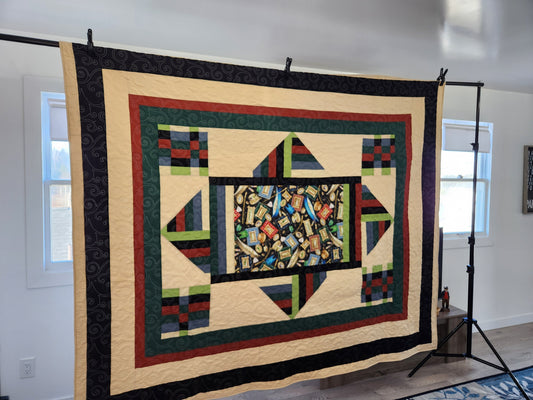 This one of a kind handmade quilt is perfect for the outdoors lodge atmosphere. "Fish for all"is homemade.