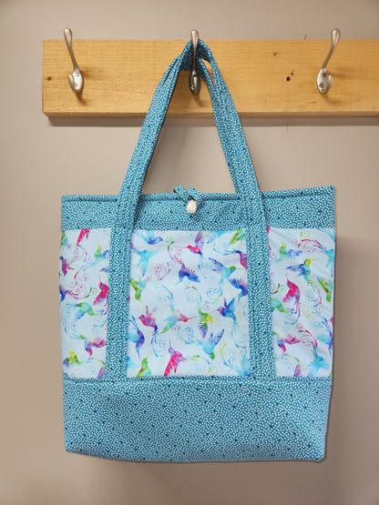 Handmade Quilted Hummingbird Tote Bag