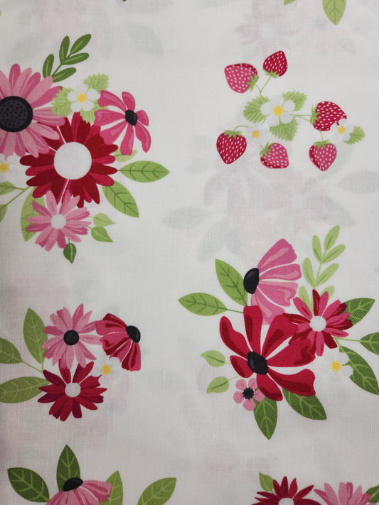 Riley Blake, Flower snd Flour, 1 yard cut, large red flower