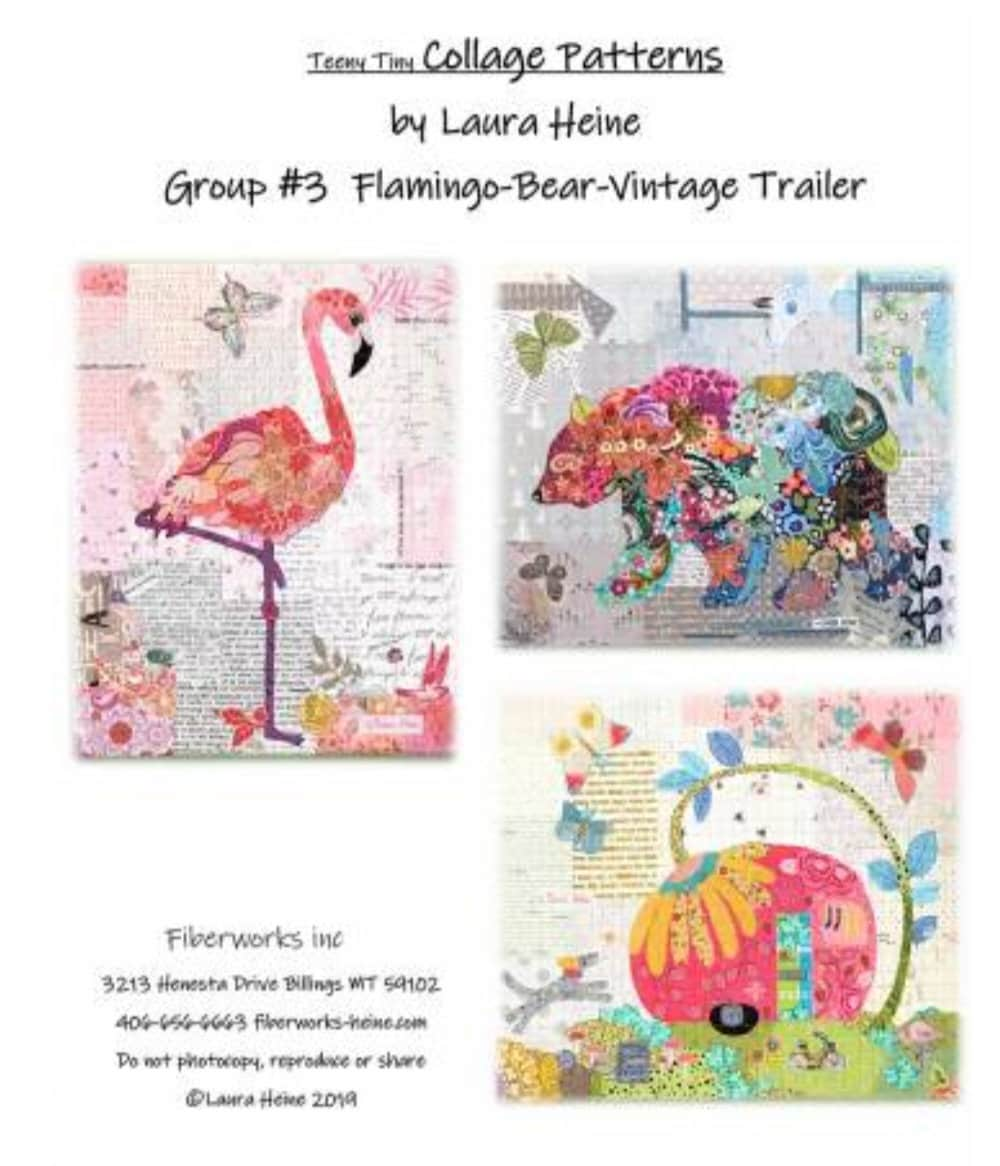 Teeny Tiny Collage Patterns Group #3, Flamingo, Bear, Vintage Trailer