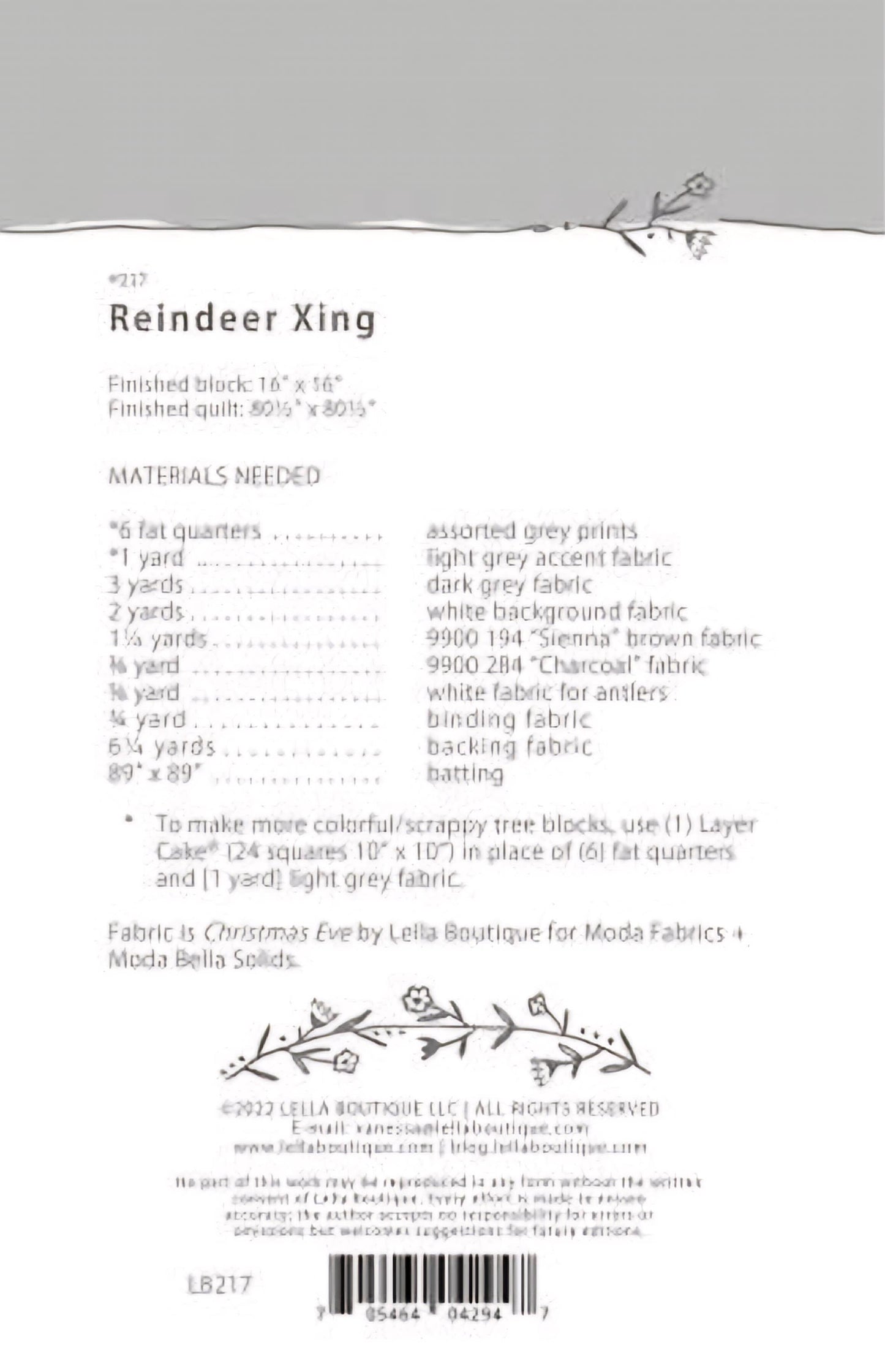 Reindeer Xing Quilt Pattern