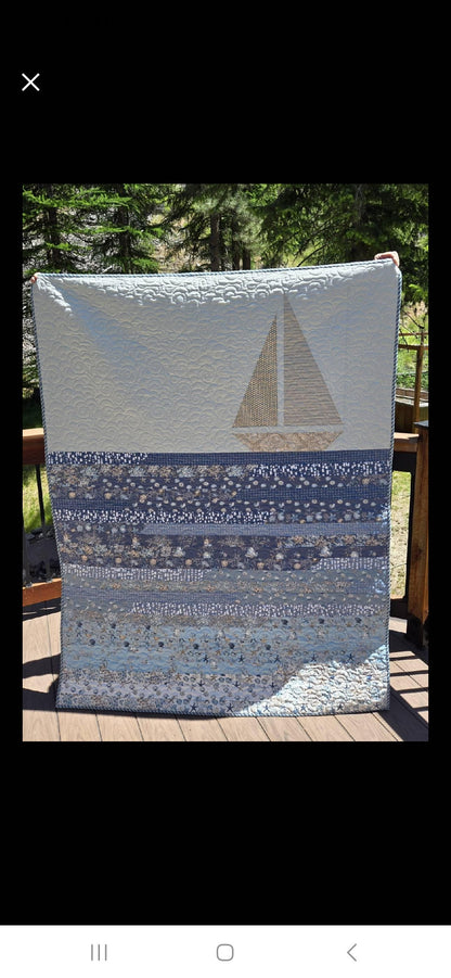 Blue Escape Pieced Laundry Basket Quilt Pattern