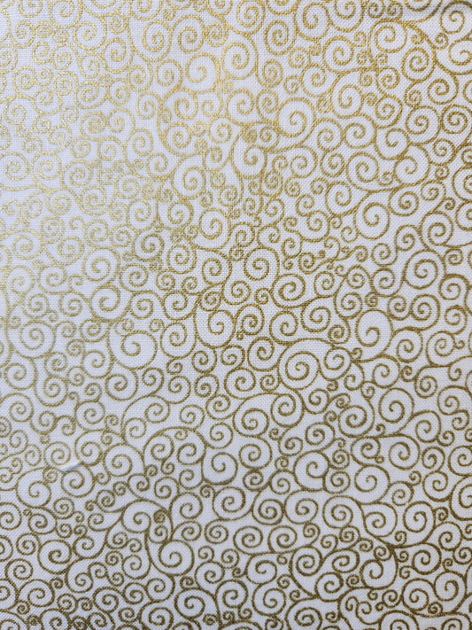 christmas fabric ivory with gold
