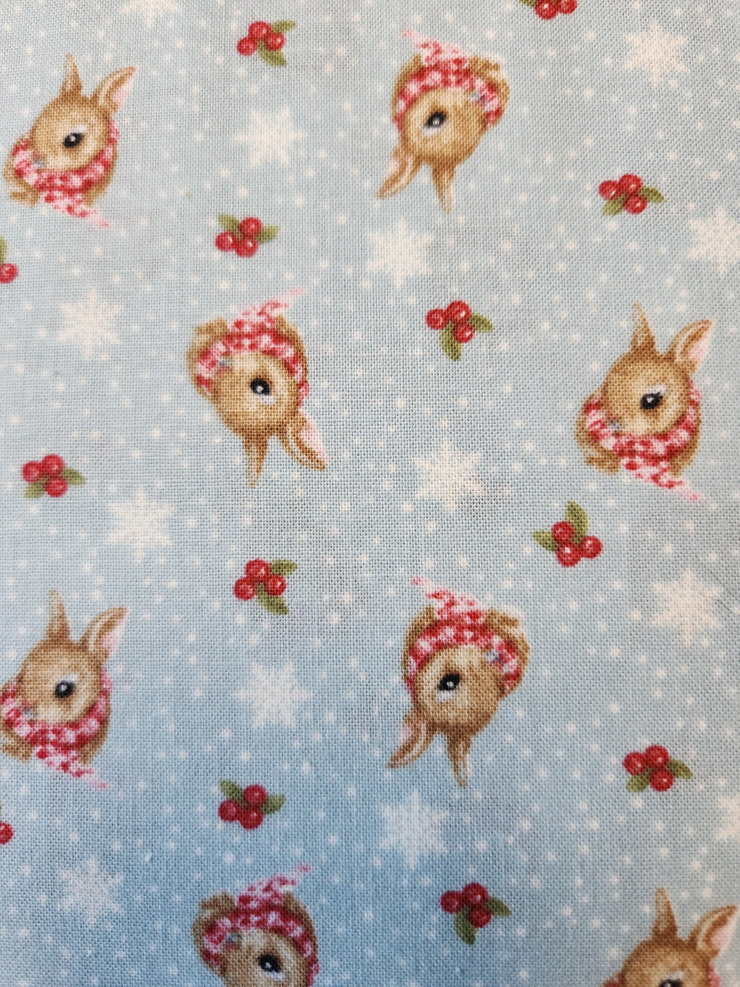 Henry Glass Magical Menagerie tossed bunnies wearing red scarves