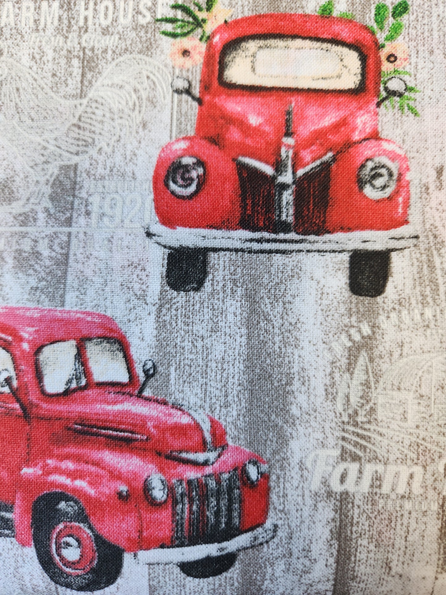 christmas fabric red truck
