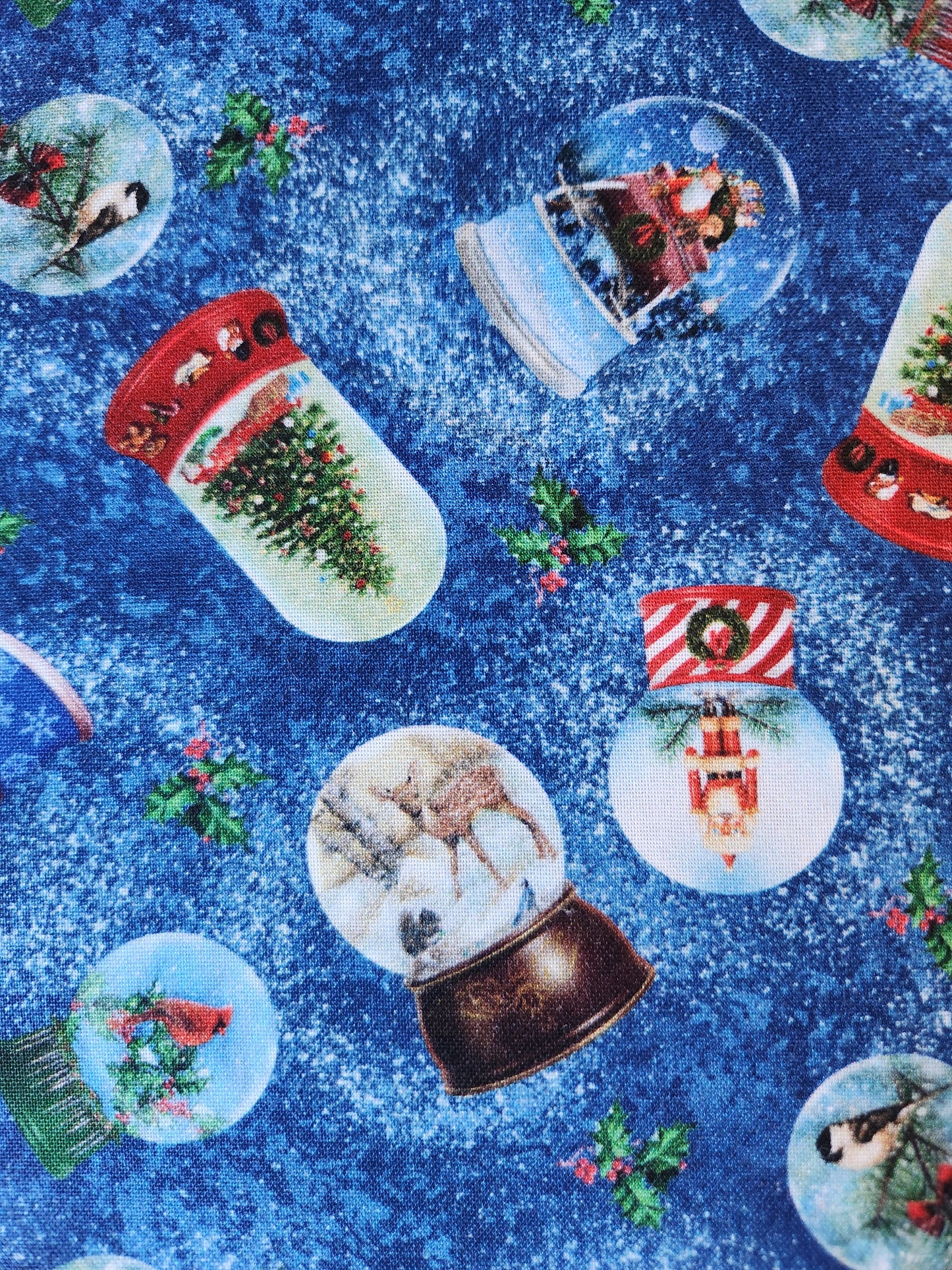 Christmas fabric - Small tossed snow globes.  style 1878, color 77